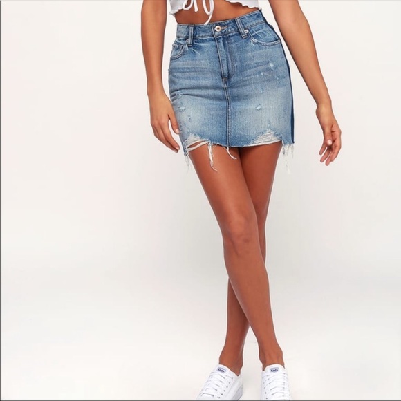 NEW Pistola Sierra two-tone distressed denim mini in light blue wash size 25 - Picture 12 of 12